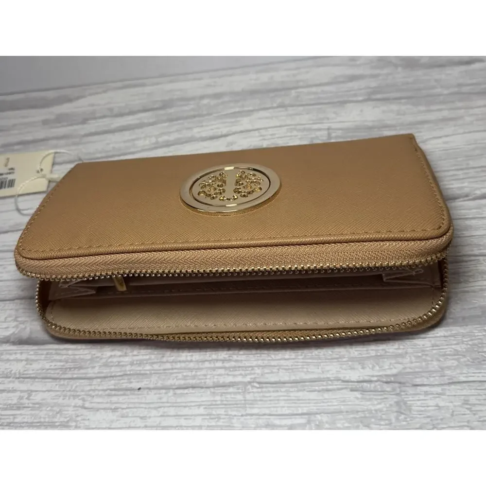Dasein Woman Wallet Purse Zip Around Clutch Multiple Card Holders Tan